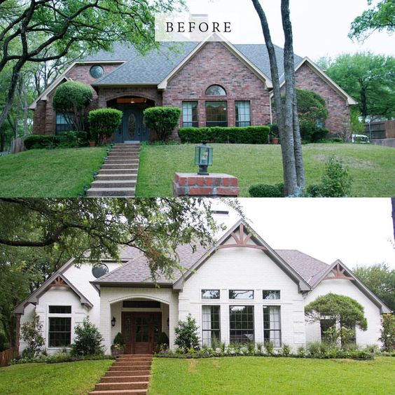 White Painted Brick House Before And After – Warehouse Of Ideas